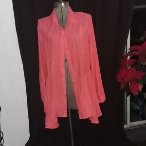 Pink peplum button down shirt